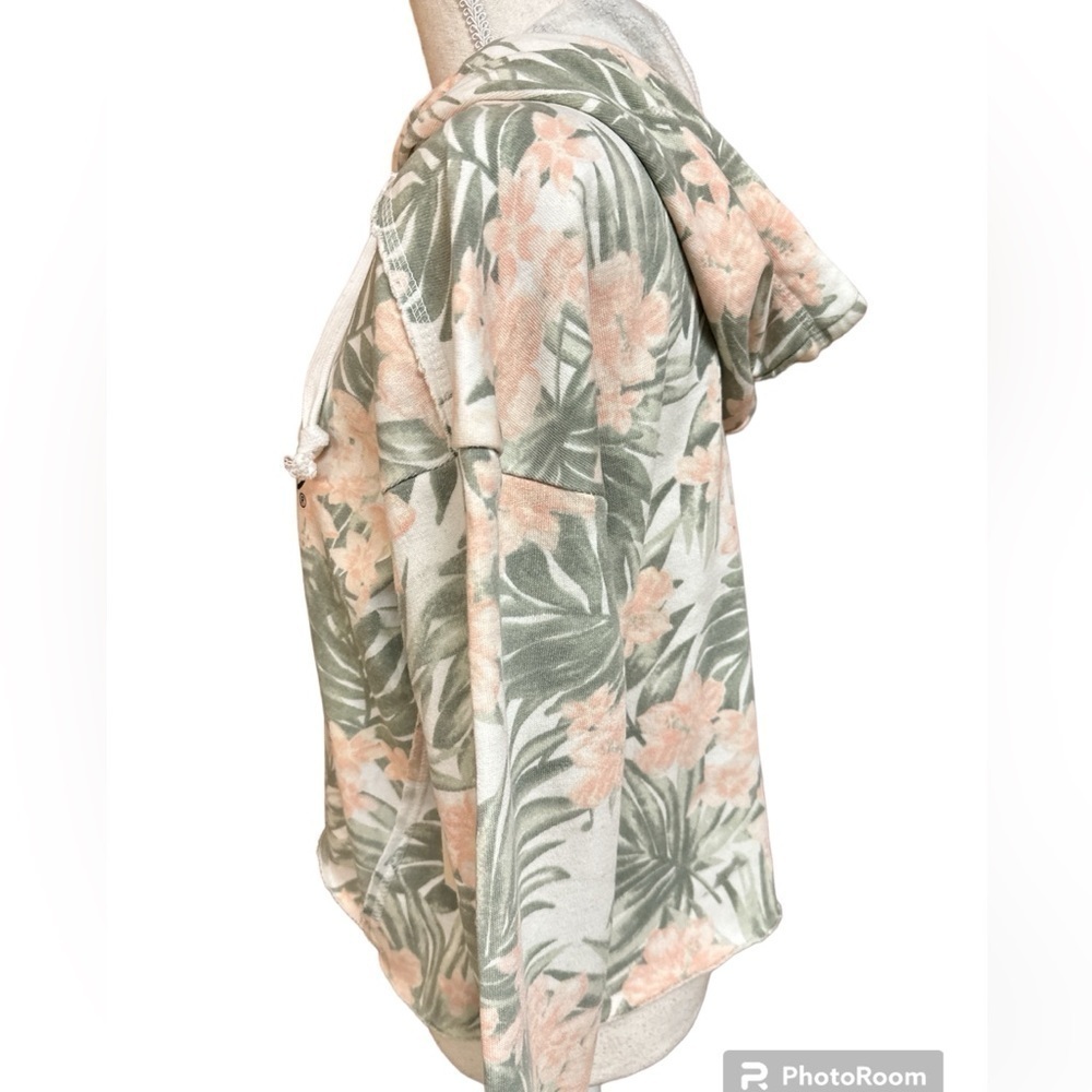 Ron Jon Surf Shop Cropped Tropical Leaf Hoodie Boxy Fit Cotton Blend NWT Small - Picture 2 of 15